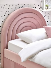 Opulent Velvet Blush Pink Kids Rainbow Upholstered Drawer Bed - Image 5 of 11