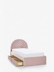 Opulent Velvet Blush Pink Kids Rainbow Upholstered Drawer Bed - Image 7 of 11