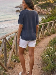 Roman Blue Metallic Trim V-Neck T-Shirt - Image 3 of 4