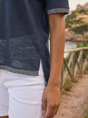 Roman Blue Metallic Trim V-Neck T-Shirt - Image 4 of 4