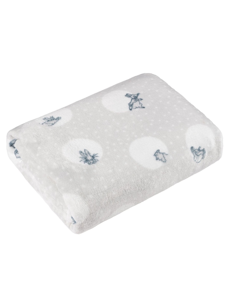 Peter Rabbit™ Grey Teddy Spot Me Fleece Throw - Image 4 of 4