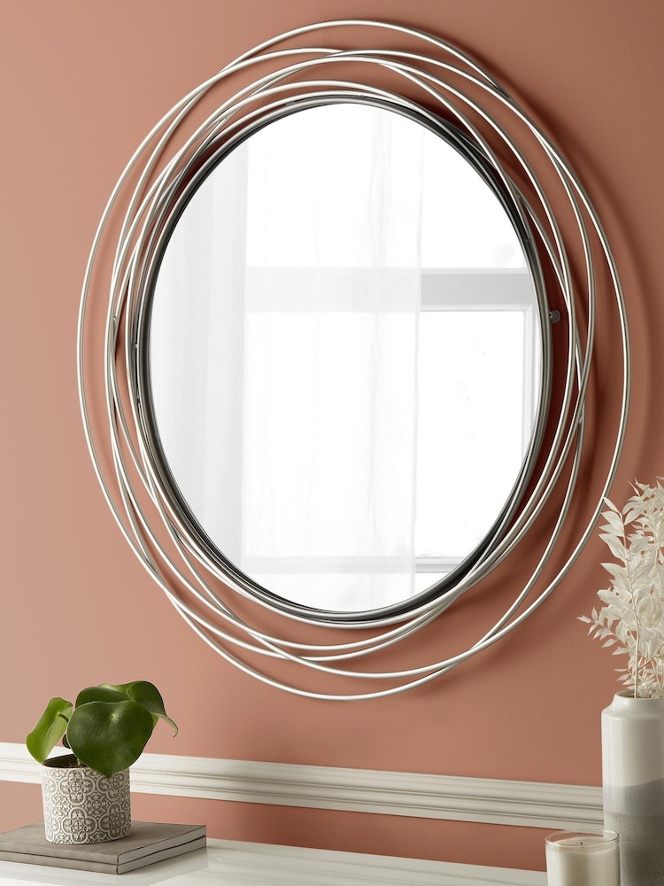 Silver Contemporary Wire 91x91cm Wall Mirror - Image 1 of 6