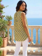 Roman Yellow Geo Print Pleat Front Vest Top - Image 3 of 4