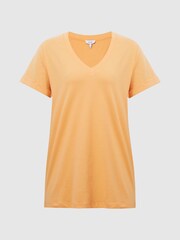Reiss Orange Luana Cotton Jersey V-Neck T-Shirt - Image 2 of 6