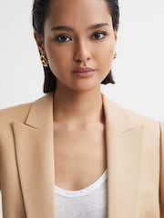 Reiss Light Camel Larsson Double Breasted Twill Blazer - Image 6 of 7
