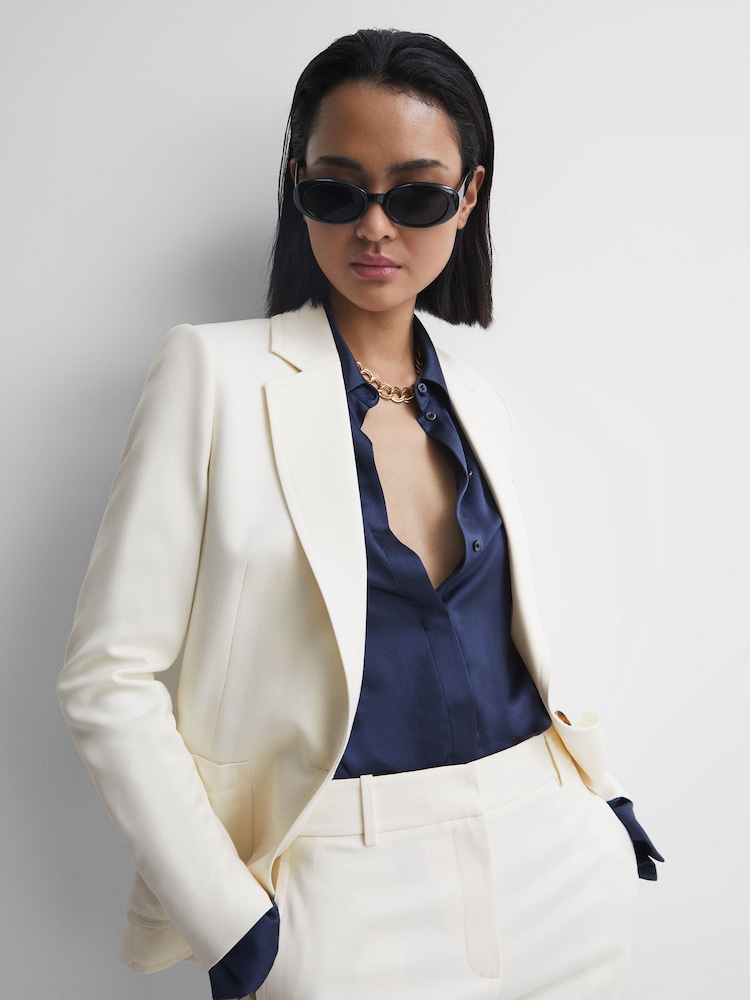 Reiss Cream Ember Tailored Single Breasted Blazer - Image 1 of 7