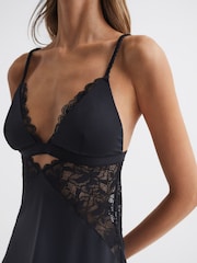 Reiss Black Lorena Lace Cami Nightdress - Image 6 of 6