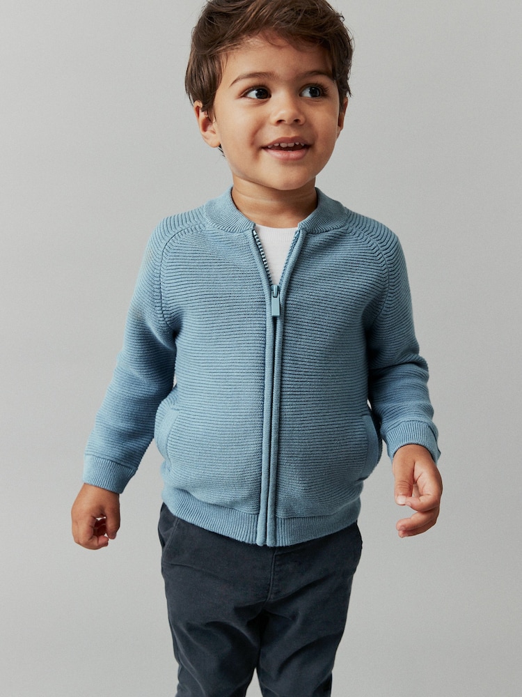 Blue Zip Through Cardigan (3mths-7yrs) - Image 1 of 6