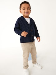 Navy Blue Shawl Collar Cable Cardigan (3mths-7yrs) - Image 2 of 5