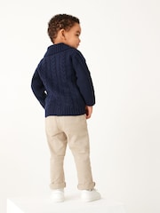 Navy Blue Shawl Collar Cable Cardigan (3mths-7yrs) - Image 3 of 5