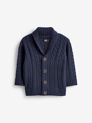 Navy Blue Shawl Collar Cable Cardigan (3mths-7yrs) - Image 4 of 5
