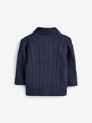 Navy Blue Shawl Collar Cable Cardigan (3mths-7yrs) - Image 5 of 5