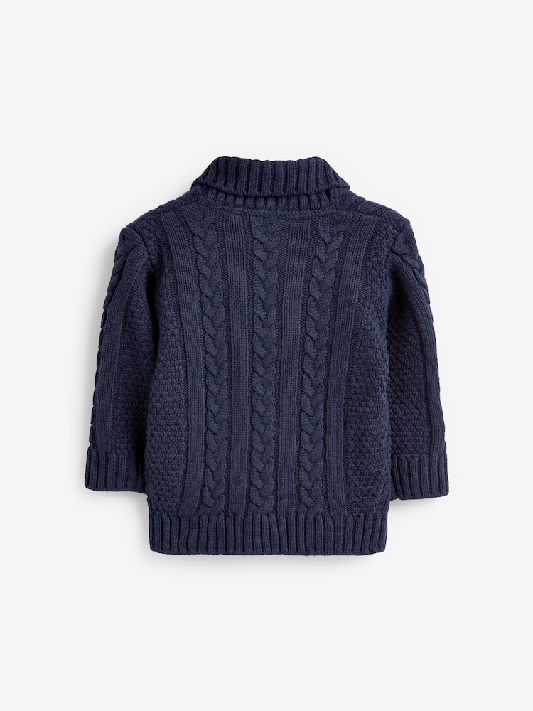 Navy Blue Shawl Collar Cable Cardigan (3mths-7yrs) - Image 5 of 5