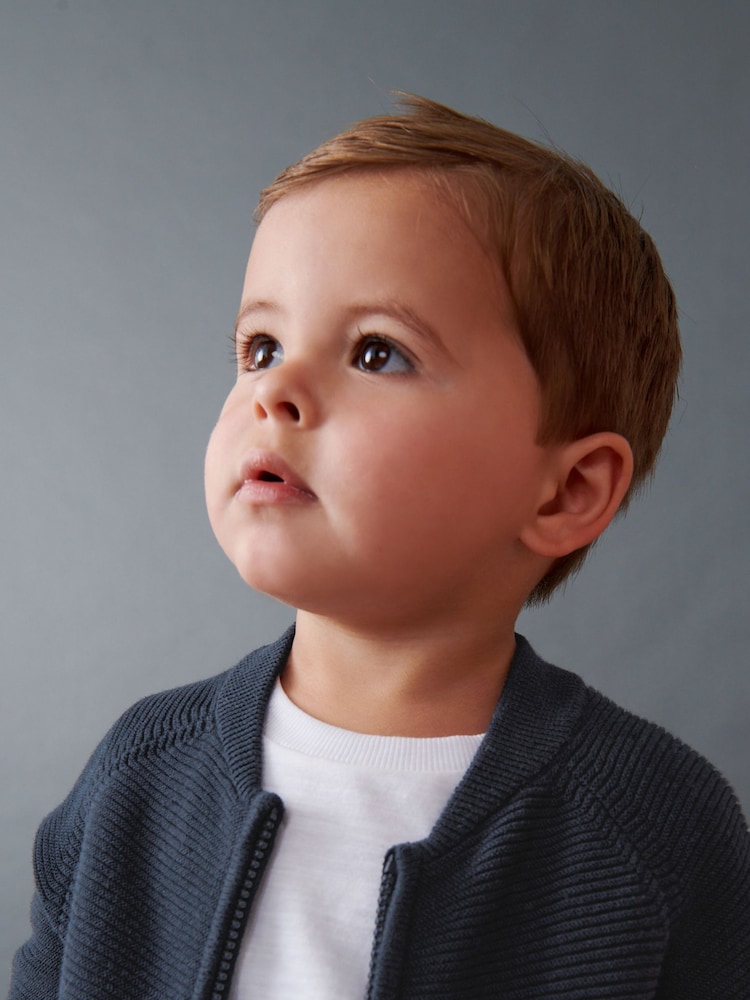 Navy 100% Cotton Zip Through Cardigan (3mths-7yrs) - Image 4 of 7