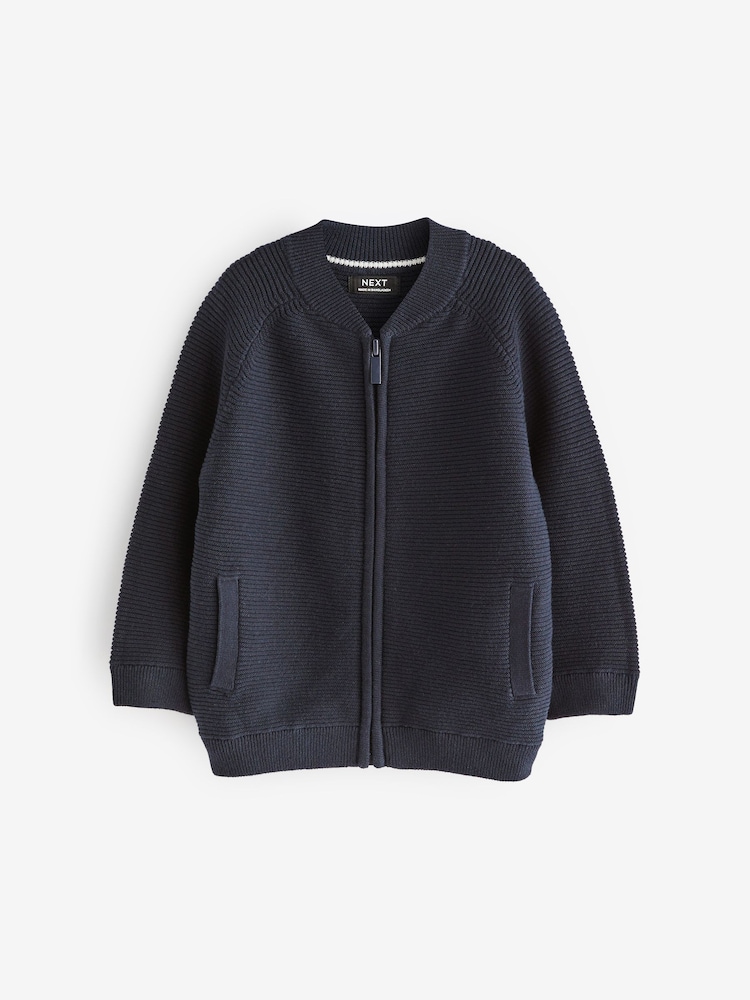 Navy 100% Cotton Zip Through Cardigan (3mths-7yrs) - Image 5 of 7