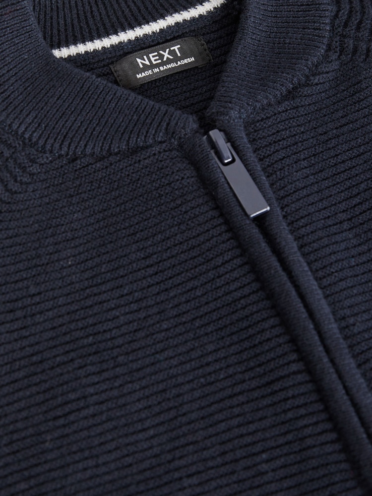 Navy 100% Cotton Zip Through Cardigan (3mths-7yrs) - Image 7 of 7