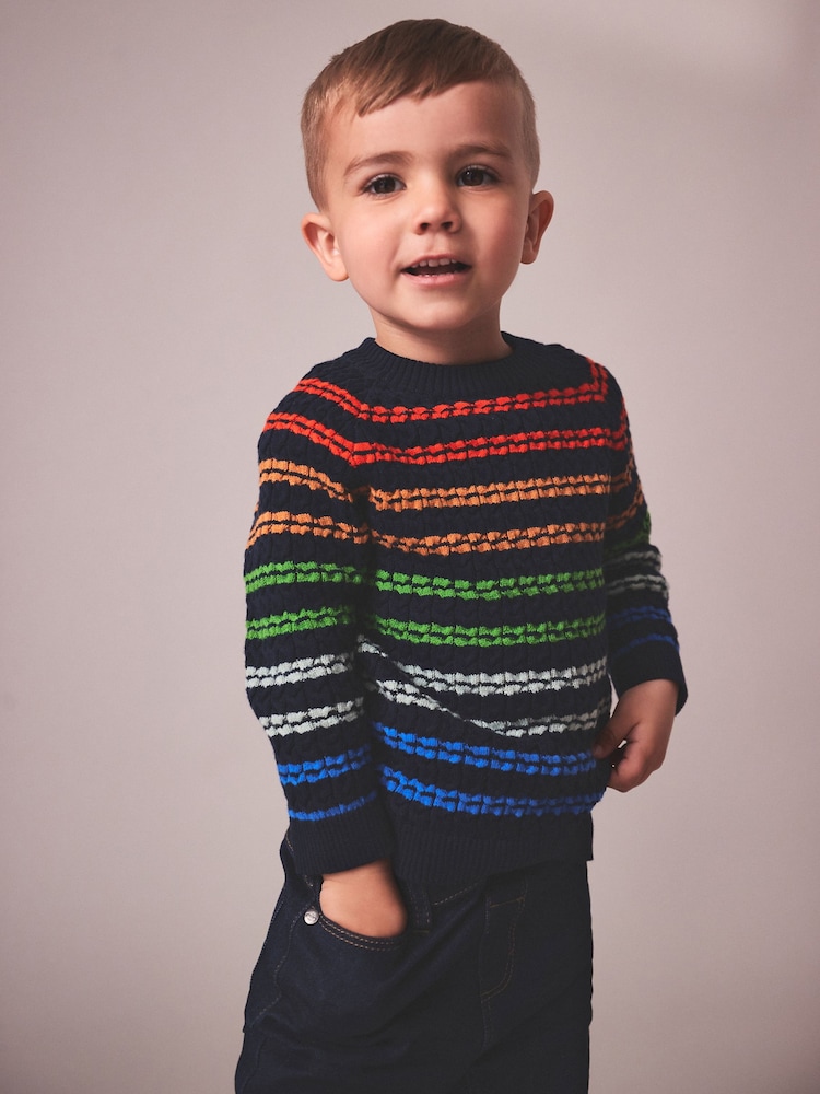 Multi Fine Gauge Striped Knitted Jumper (3mths-7yrs) - Image 1 of 6 Multi Fine Gauge Striped Knitted Jumper (3mths-7yrs) - Image 1 of 6