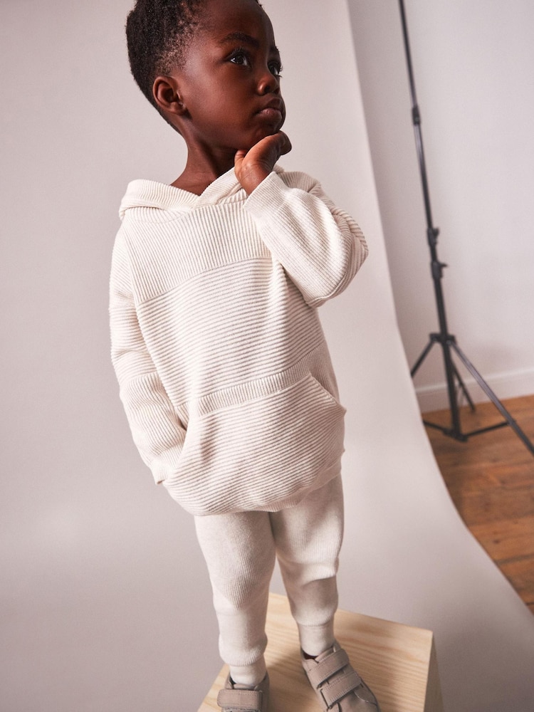 Ecru Natural Knitted Textured Hoodie and Joggers Set (3mths-7yrs) - Image 1 of 8 Ecru Natural Knitted Textured Hoodie and Joggers Set (3mths-7yrs) - Image 1 of 8