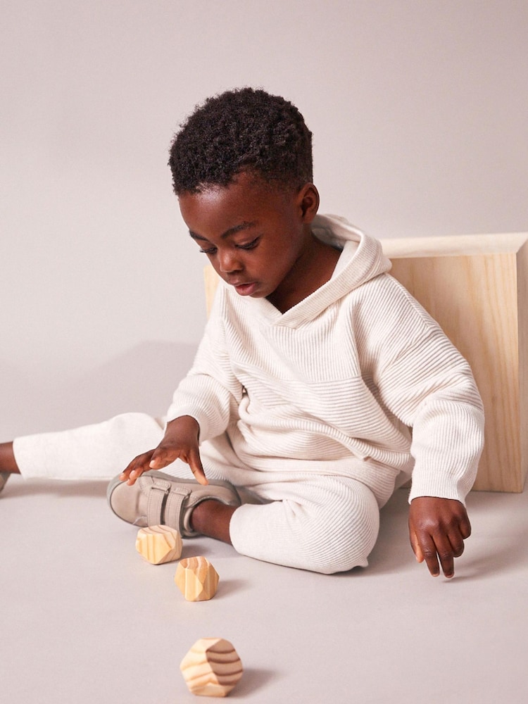Ecru Natural Knitted Textured Hoodie and Joggers Set (3mths-7yrs) - Image 2 of 8 Ecru Natural Knitted Textured Hoodie and Joggers Set (3mths-7yrs) - Image 2 of 8