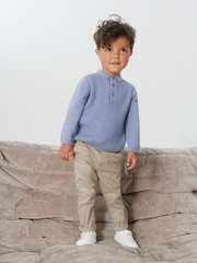Blue Cable Knit Smart Long Sleeve Polo Shirt (3mths-7yrs) - Image 2 of 5