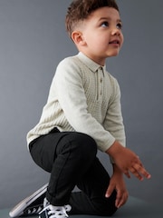 Grey Cable Knit Smart Long Sleeve Polo Shirt (3mths-7yrs) - Image 2 of 6