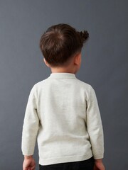 Grey Cable Knit Smart Long Sleeve Polo Shirt (3mths-7yrs) - Image 3 of 6