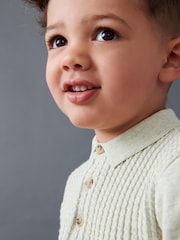 Grey Cable Knit Smart Long Sleeve Polo Shirt (3mths-7yrs) - Image 4 of 6