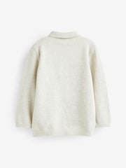 Grey Cable Knit Smart Long Sleeve Polo Shirt (3mths-7yrs) - Image 6 of 6