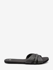 Black Raffia EVA Flat Mule Slider Sandals - Image 1 of 5