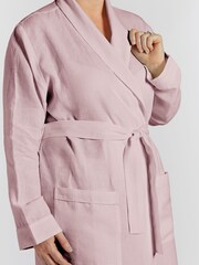 Lazy Linen Mellow Pink 100% Linen Bathrobe - Image 2 of 3