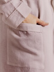 Lazy Linen Mellow Pink 100% Linen Bathrobe - Image 3 of 3