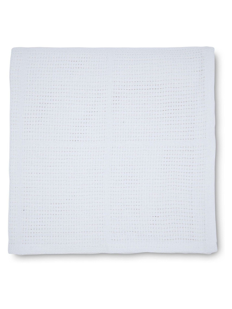 Clair De Lune White Cellular 100% Cotton Blanket - Image 2 of 4