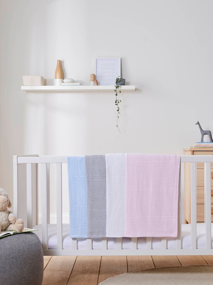 Clair De Lune White Cellular 100% Cotton Blanket - Image 4 of 4