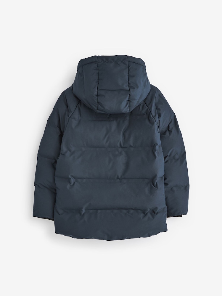Navy Blue Fleece Lined Padded Puffer Coat (3-16yrs) - Image 2 of 7