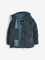 Navy Blue Fleece Lined Padded Puffer Coat (3-16yrs) - Image 3 of 7