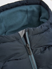 Navy Blue Fleece Lined Padded Puffer Coat (3-16yrs) - Image 4 of 7
