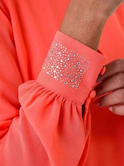 Roman Orange Hotfix Detail Asymmetric Hem Top - Image 4 of 4