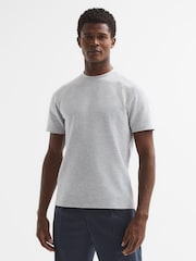 Reiss Grey Melange Cooper Slim Fit Honeycomb T-Shirt - Image 1 of 7