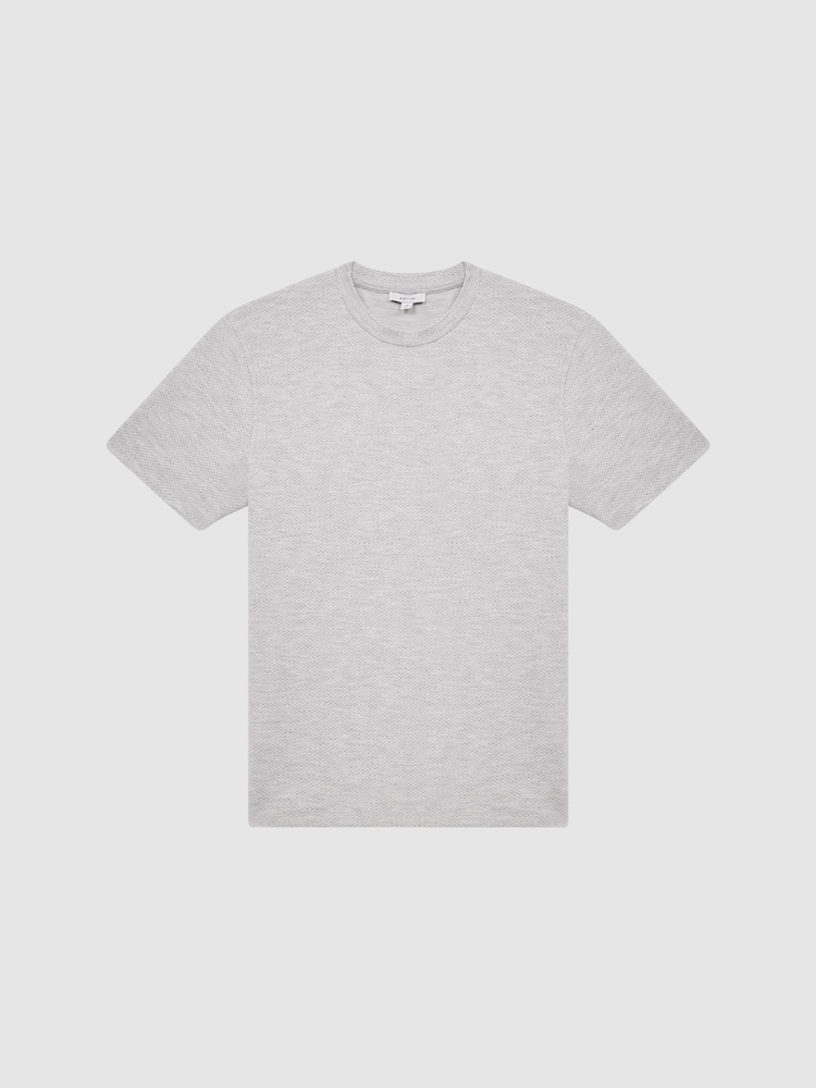 Reiss Grey Melange Cooper Slim Fit Honeycomb T-Shirt - Image 2 of 7