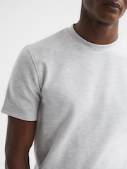 Reiss Grey Melange Cooper Slim Fit Honeycomb T-Shirt - Image 4 of 7