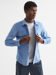 Reiss Grey Melange Cooper Slim Fit Honeycomb T-Shirt - Image 7 of 7