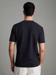 Reiss Navy Cooper Slim Fit Honeycomb T-Shirt - Image 4 of 7
