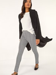 Roman Black Check Print Ponte Slim Leg Trousers - Image 2 of 5