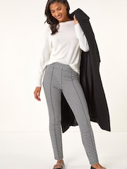 Roman Black Check Print Ponte Slim Leg Trousers - Image 3 of 5