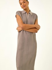Roman Natural Textured Zig Zag Knit Midi Dress - Image 1 of 5