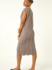 Roman Natural Textured Zig Zag Knit Midi Dress - Image 3 of 5