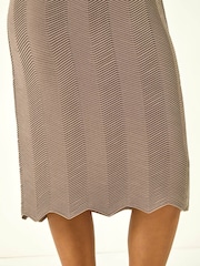 Roman Natural Textured Zig Zag Knit Midi Dress - Image 5 of 5