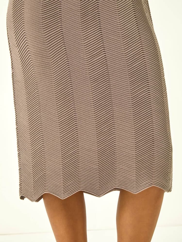 Roman Natural Textured Zig Zag Knit Midi Dress - Image 5 of 5 Roman Natural Textured Zig Zag Knit Midi Dress - Image 5 of 5