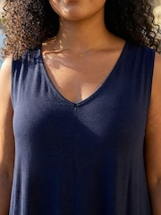 Roman Blue Curve Plain V-Neck Vest Top - Image 4 of 4