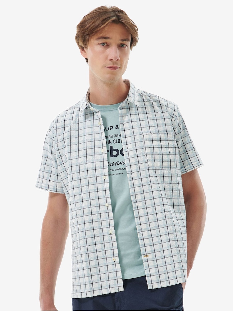 Barbour® Margrave Seersucker White Short Sleeve Shirt - Image 1 of 5